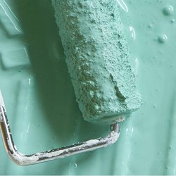 Pale green paint and roller