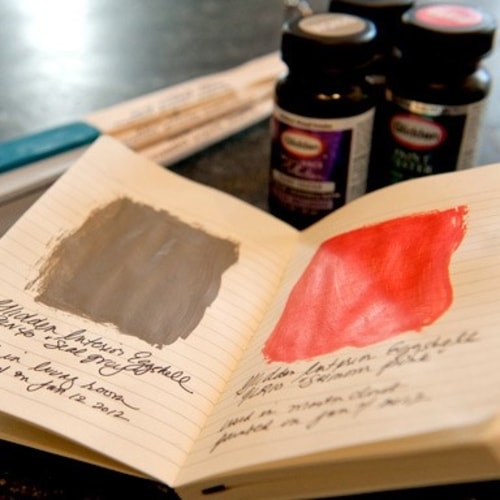 Documented paint colors in notebook
