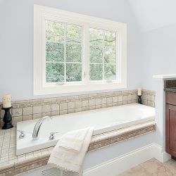 Light grey bath with white trim