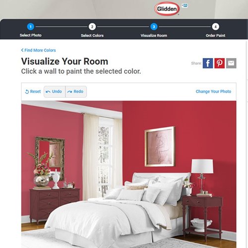 Example of Room Visualizer - Deep Red Bedroom Colors
