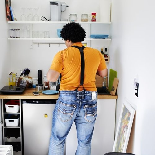 Standing in white kitchen