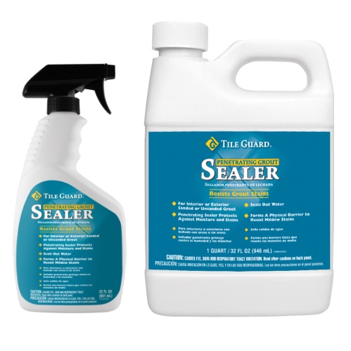 Tile Guard Grout Sealer spray bottle and 1 quart bottle