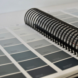 Spiral book of black and white square swatches 