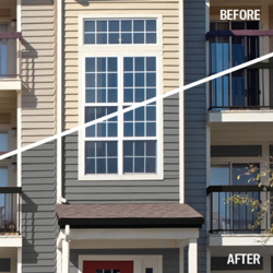 Before and after color change of painted wall with window